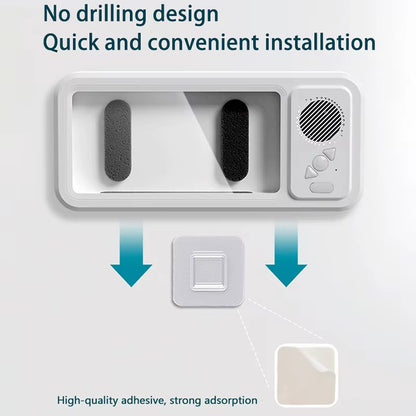 Bathroom Waterproof Phone Case with Bluetooth Speaker Wall Mount Phone Holder Stand Anti-Fog for Showering Bathe Kitchen
