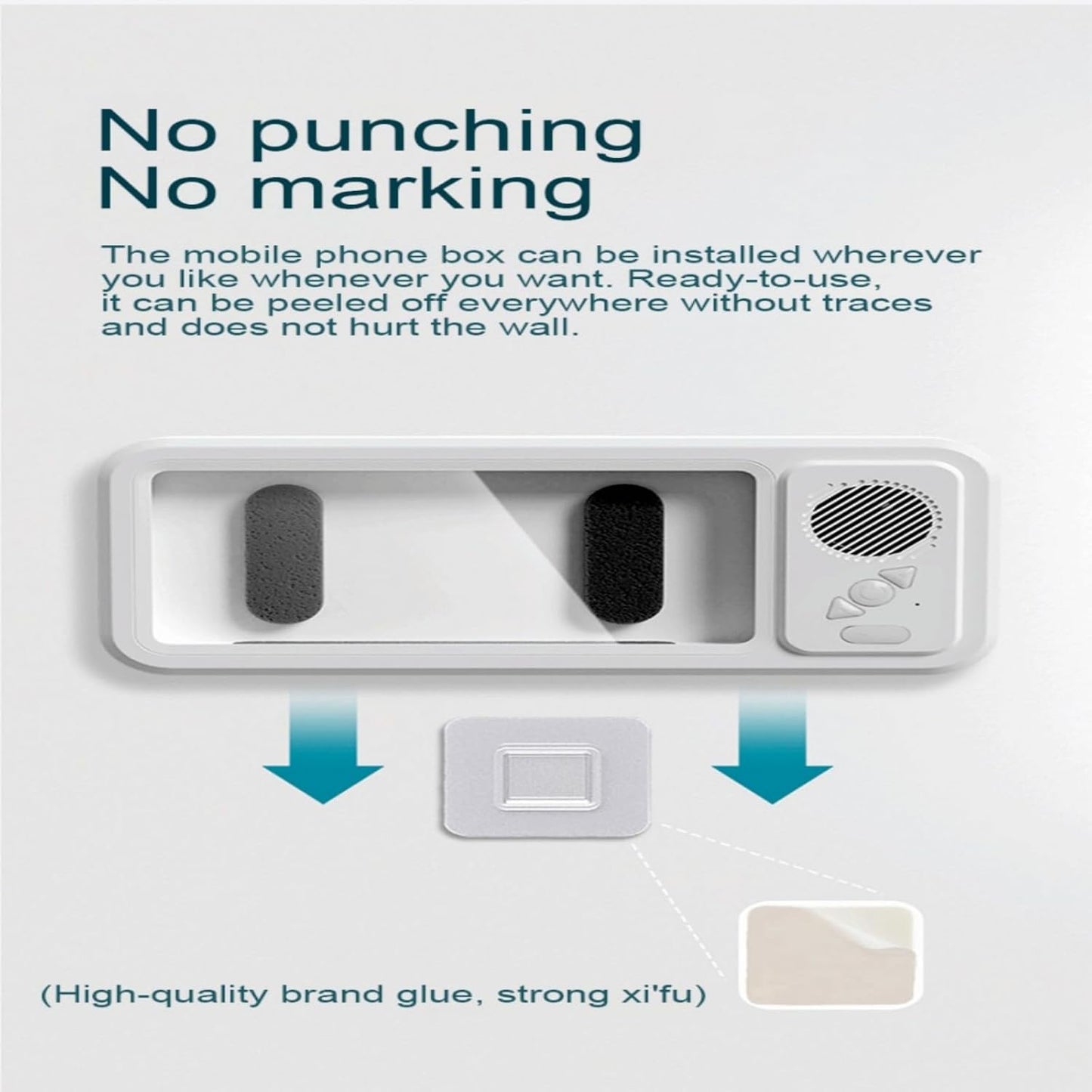 Wireless Bluetooth Shower Phone Holder Waterproof, Speaker, 360° Rotation, Retractable Adjustable Shower Case Holder for Bathroom Wall, Kitchen, Gift for Friends 4"-6.8" Cell Phone-White